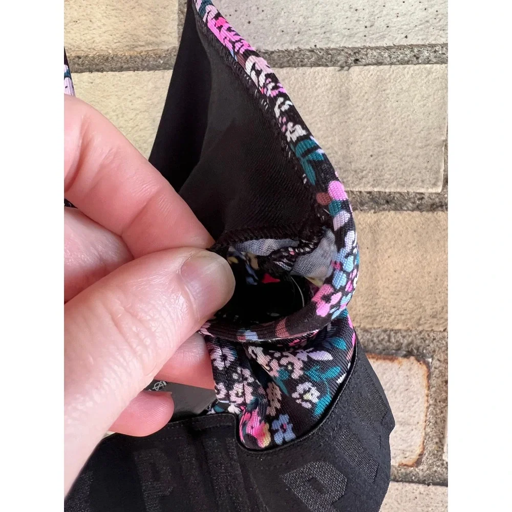 Pink Sport Victoria's Secret Floral Strappy Racerback Sports Bra Black Small - Picture 5 of 5